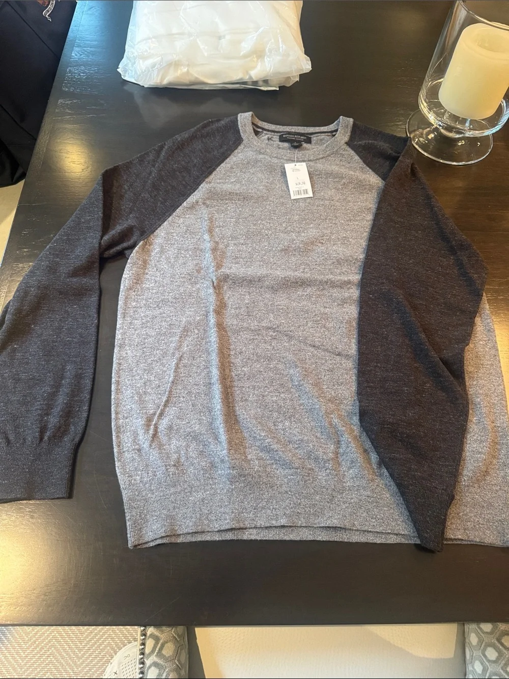 Banana Republic Two-Tone Crewneck Sweater - Gray & Charcoal